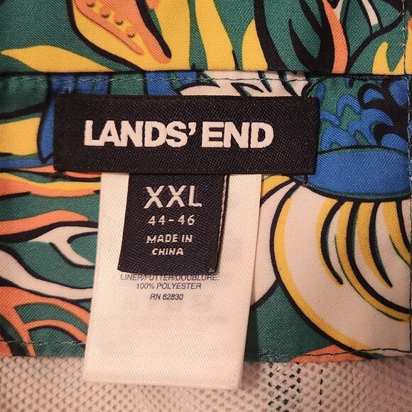 Lands' End Swim Trunks, lined,  sz XXL 42 8" length, Hawaiian Floral Print - Picture 2 of 7